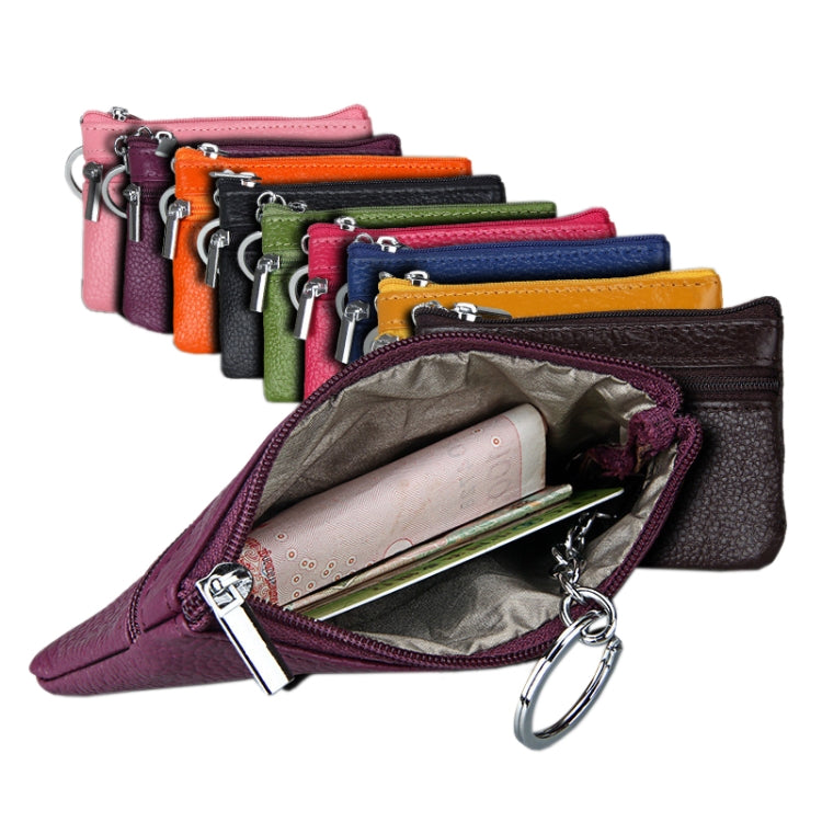 Cowhide Leather Zipper Solid Color Horizontal Card Holder Wallet RFID Blocking Coin Purse Card Bag Protect Case, Size: 11.4*7.4cm(Red) by bashfashion
