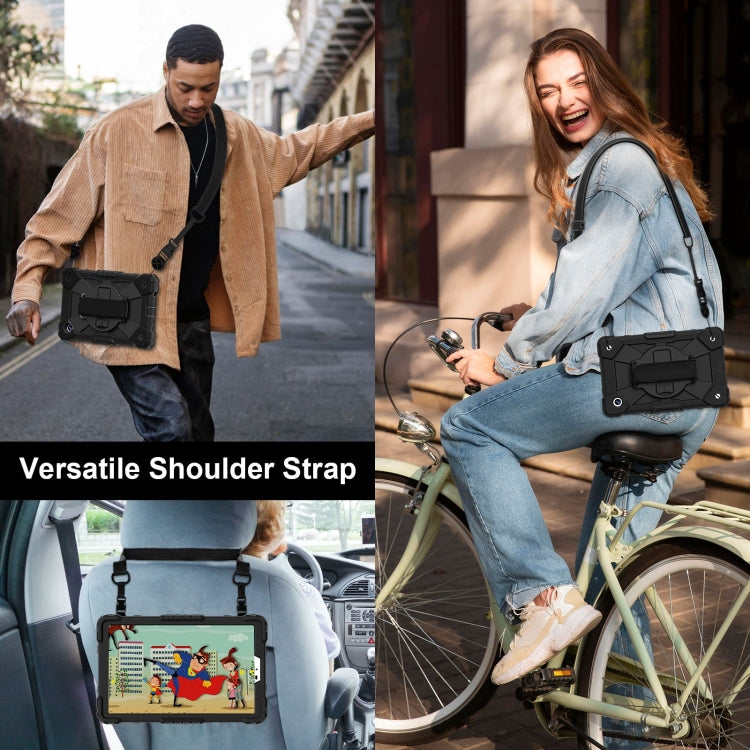 For Samsung Galaxy Tab A9 Contrast Color Robot C2 Silicone Hybrid PC Tablet Case(Black) by bashfashion