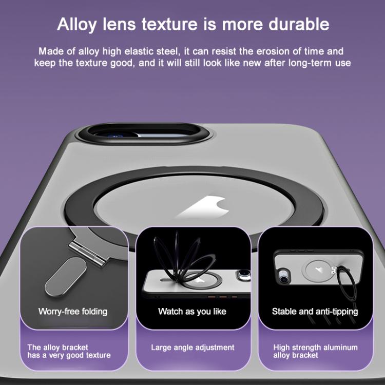 For iPhone 16e Airbag MagSafe Shockproof Frosted Phone Case with Fold Holder(Blue) by bashfashion