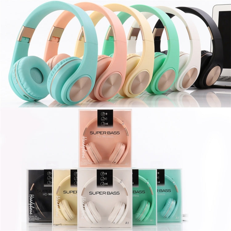 A1 Bluetooth 4.2 Candy Color Super Base Bluetooth Headphone, Support Music Play & Switching & Volume Control & Answer(Pink) by bashfashion