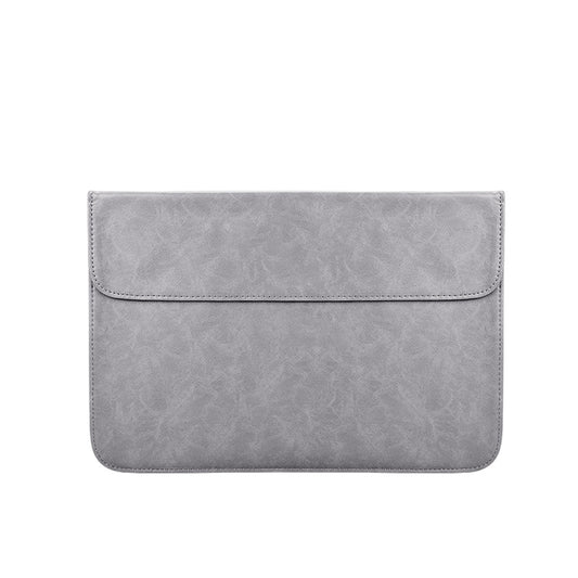 PU01S PU Leather Horizontal Invisible Magnetic Buckle Laptop Inner Bag for 15.4 inch laptops (Grey) by bashfashion