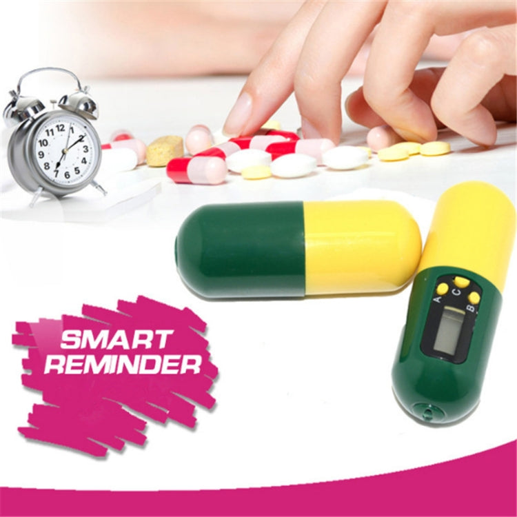 Pill-Type Electronic Pillbox Timer Portable Large-Capacity One-Piece Smart Reminder Kit(Yellow-Green) by bashfashion