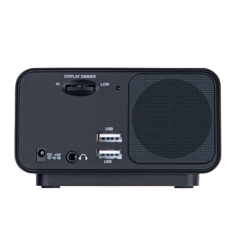 LED Digital Bedroom Alarm Clock With USB Charging Port Clock Radio Temperature Electronic Platform Clock, Specification: UK Plug(Black) by bashfashion