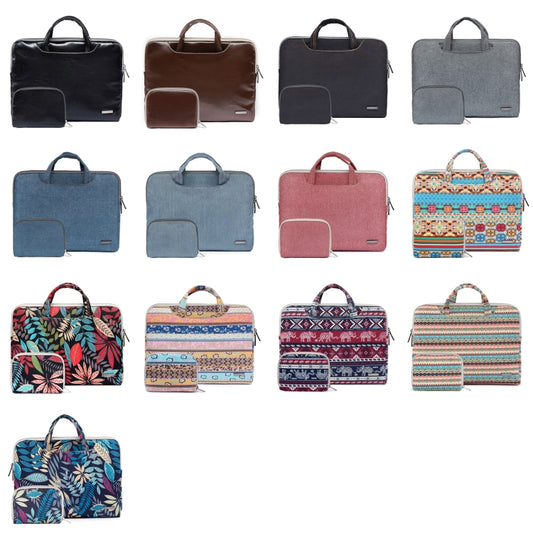 LiSEN LS-116 Simple Laptop Bag Business Laptop Liner Bag, Size: 15.6 inch(Canvas Vintage Pattern Pink) by LiSEN