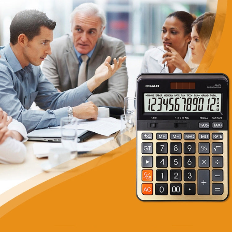 OSALO OS-3TV 12-digit LCD Screen Solar Dual Power Supply Desktop Calculator by OSALO