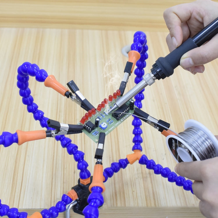 Phone PCB Circuit Board Repair Fixed Folder Welding Assisted DIY Model Clamping Tool, Style: 5 Claws+Magnifying Glass Lamp (Blue) by bashfashion