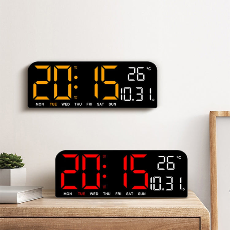 LED Screen Digital Display Desktop Alarm Clock Multifunctional Decoration Wall Clock(Orange) by bashfashion