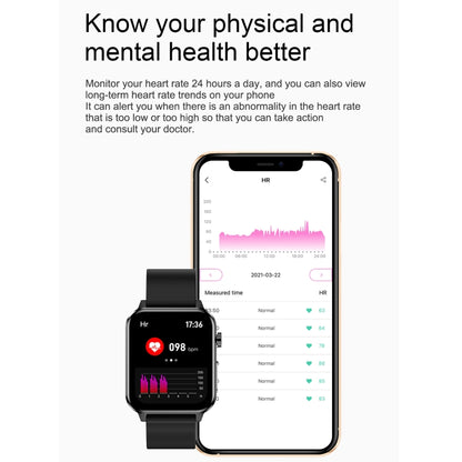 E86 1.7 inch TFT Color Screen IP68 Waterproof Smart Watch, Support Blood Oxygen Monitoring / Body Temperature Monitoring / AI Medical Diagnosis, Style: TPU Strap(Black) by bashfashion