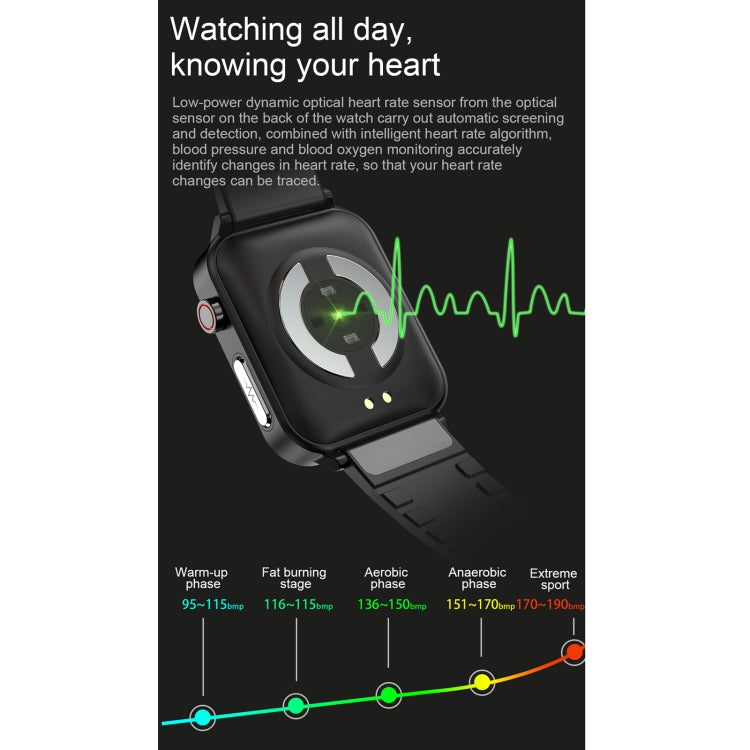 E86 1.7 inch TFT Color Screen IP68 Waterproof Smart Watch, Support Blood Oxygen Monitoring / Body Temperature Monitoring / AI Medical Diagnosis, Style: TPU Strap(Black) by bashfashion