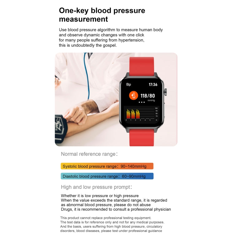 E86 1.7 inch TFT Color Screen IP68 Waterproof Smart Watch, Support Blood Oxygen Monitoring / Body Temperature Monitoring / AI Medical Diagnosis, Style: TPU Strap(Blue) by bashfashion