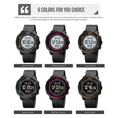 SKMEI 1736 Triplicate Round Dial Timing LED Digital Display Luminous Electronic Watch(Black and White) by SKMEI