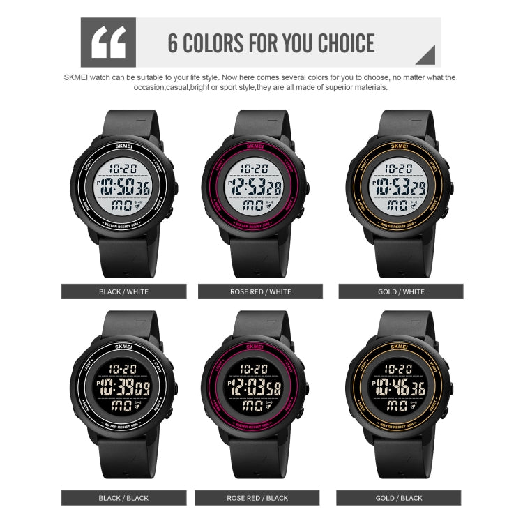 SKMEI 1736 Triplicate Round Dial Timing LED Digital Display Luminous Electronic Watch(Rose Red and Black) by SKMEI