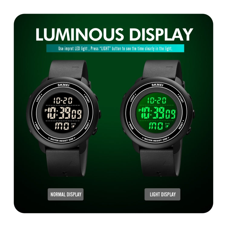 SKMEI 1736 Triplicate Round Dial Timing LED Digital Display Luminous Electronic Watch(Black) by SKMEI