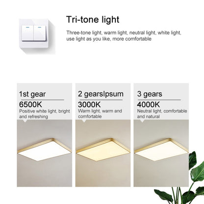 Macaron LED Rectangle Ceiling Lamp, 3-Colors Light, Size:88x62cm(Yellow) by bashfashion