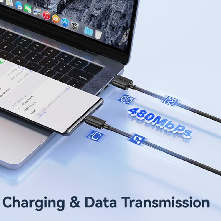 USAMS US-SJ693 USB to USB-C / Type-C 3A Striped Fast Charge Data Cable, Length:2m(White) by USAMS