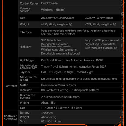 ONE-NETBOOK OneXPlayer X1 mini 8.8 inch Handheld Game Console, 16GB+1TB, Windows 11 AMD Ryzen 7 8840U(Black) by ONE-NETBOOK