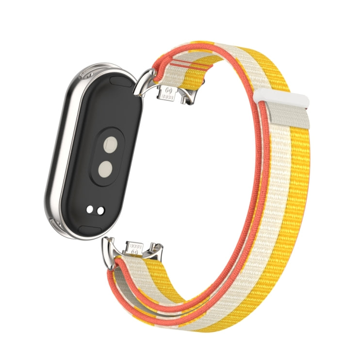 For Xiaomi Smart Band 9 / 8 Metal Connector + Loop Nylon Hook and Loop Fastener Watch Band(Millet White) by bashfashion