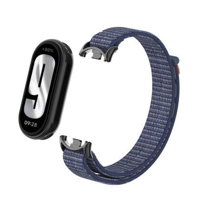 For Xiaomi Smart Band 9 / 8 Metal Connector + Loop Nylon Hook and Loop Fastener Watch Band(Midnight Blue) by bashfashion