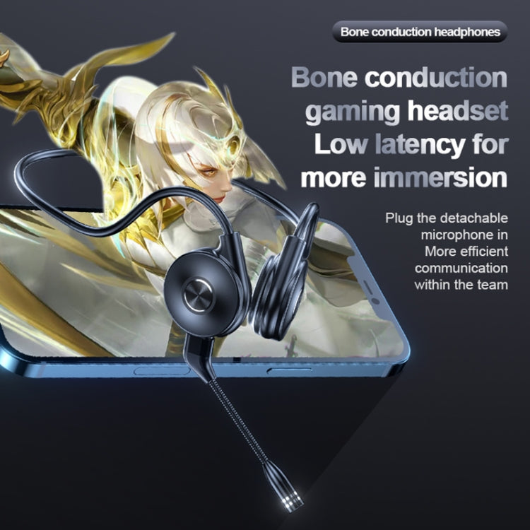 M-1 Back-mounted Touch Noise Reduction Bone Conduction Bluetooth Earphone with Detachable Microphone (Blue) by bashfashion