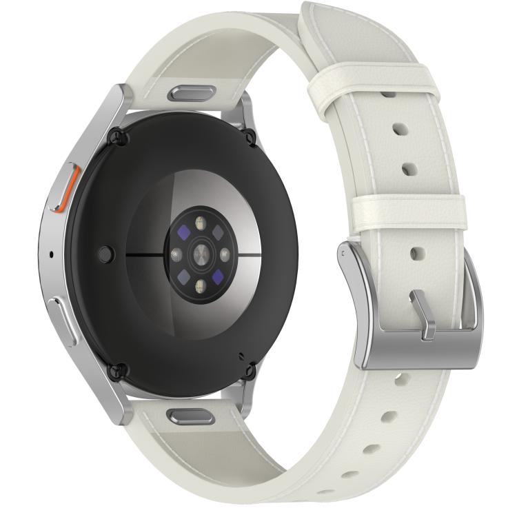 For Samsung Galaxy Watch 7 Press Button 20mm Leather Watch Band(White) by bashfashion