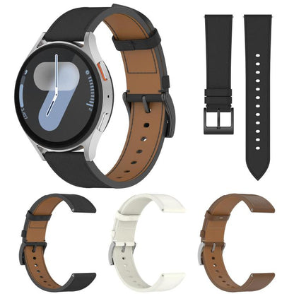 For Samsung Galaxy Watch 7 Press Button 20mm Leather Watch Band(White) by bashfashion