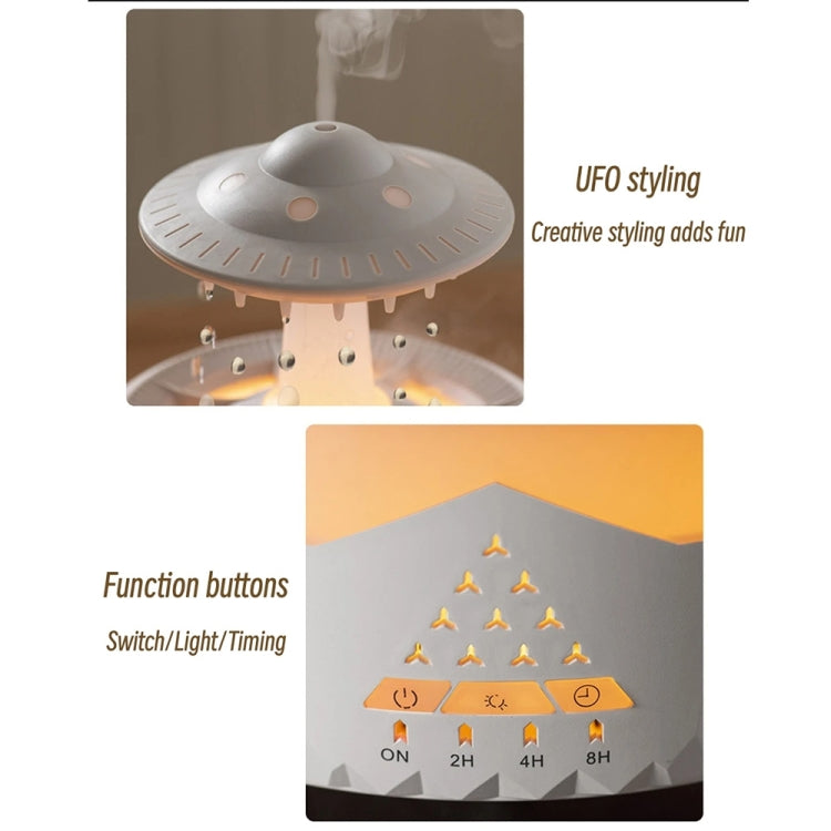 UFO Water Drop Aromatherapy Humidifier Desktop Remote Control Diffuser, Plug: UK Plug(White) by bashfashion