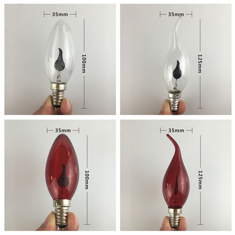 Retro Flame Light Bulb LED Energy-saving Light Source Candle Decorative Light Bulb, Color temperature: E14 Transparent Flame Pointed by bashfashion