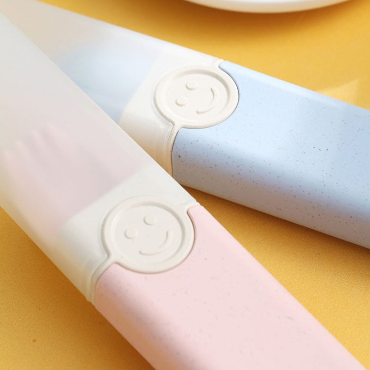 4 In 1 Portable Wheat Straw Tableware Set Outdoor Travel Storage Tableware Box, Style: B With Chopsticks (Pink) by bashfashion