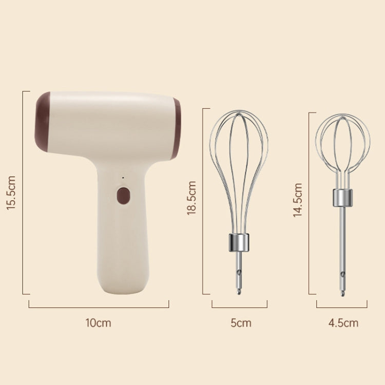 Wireless Mini Handheld Multi-Function Electric Stirring Mixer, Color: Double Stick Beige(5 Gear) by bashfashion