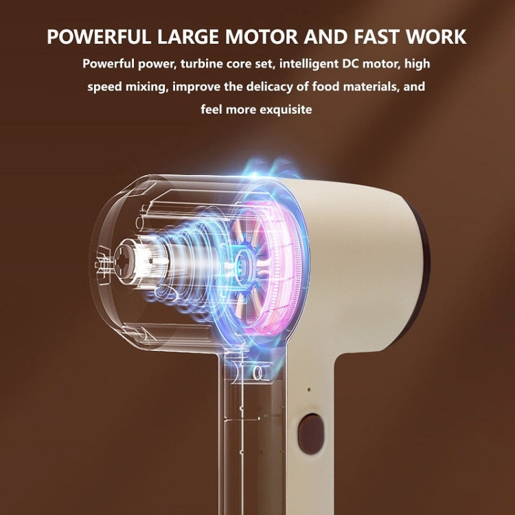 Wireless Mini Handheld Multi-Function Electric Stirring Mixer, Color: Double Stick Beige(5 Gear) by bashfashion