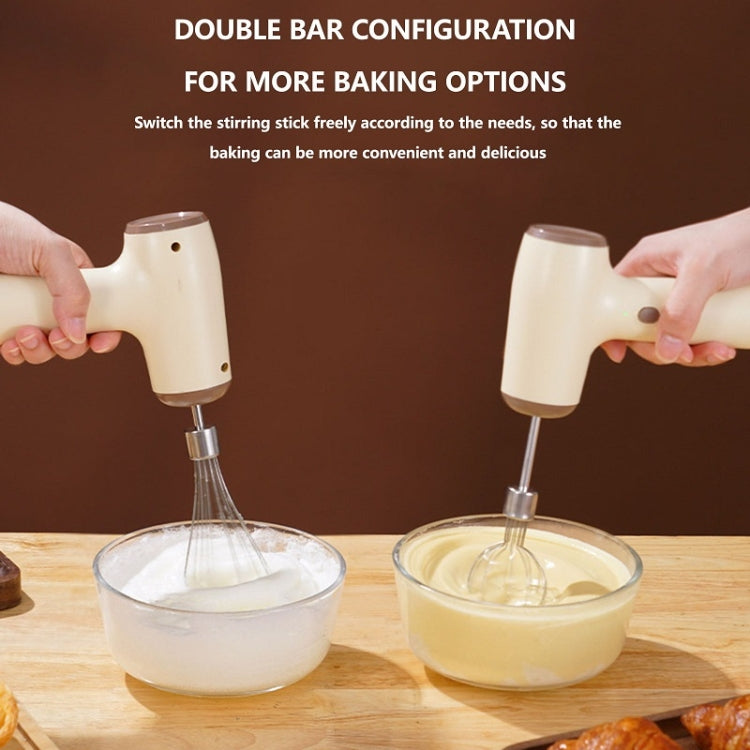 Wireless Mini Handheld Multi-Function Electric Stirring Mixer, Color: Double Stick Beige(5 Gear) by bashfashion
