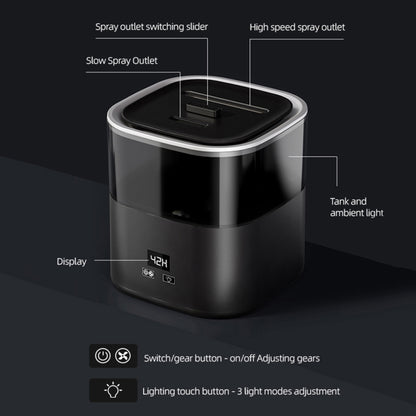 JSQ-58 1.1L large Capacity Digital Display Flame Atomization Humidifier, Color: Matt Black(EU Plug) by bashfashion