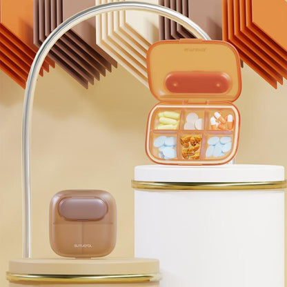 Portable Pill Box Dispenser Sealed Large Capacity Seven Days a Week Medication Organizer, Color: 6 Grids Gray by bashfashion