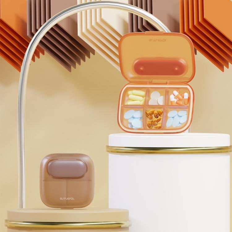 Portable Pill Box Dispenser Sealed Large Capacity Seven Days a Week Medication Organizer, Color: 6 Grids White by bashfashion