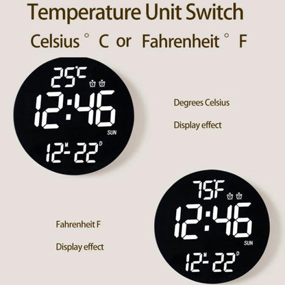 11.6-Inch White Light Wall Clock With Remote Control Multi-Functional Alarm Clock White+Black by bashfashion