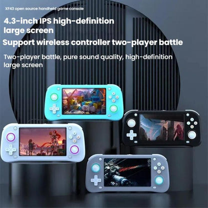 XF43 Retro Handheld Game Console Open Source 4.3 Inch Large Screen Gaming Video Players Console 64G(Gray) by bashfashion